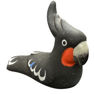 Vintage Gloria A Davis Handpainted Parrot‎ Terracotta Figurine Cockato Signed